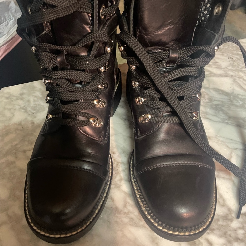 CHANEL Calfskin Wool Combat Boots - Picture 6 of 11